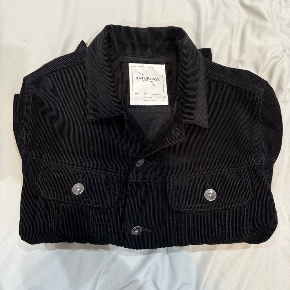 Saturdays NYC Black corduroy denim jacket size Small
